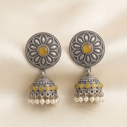 DIVYORO YELLOW FLORAL JHUMKA