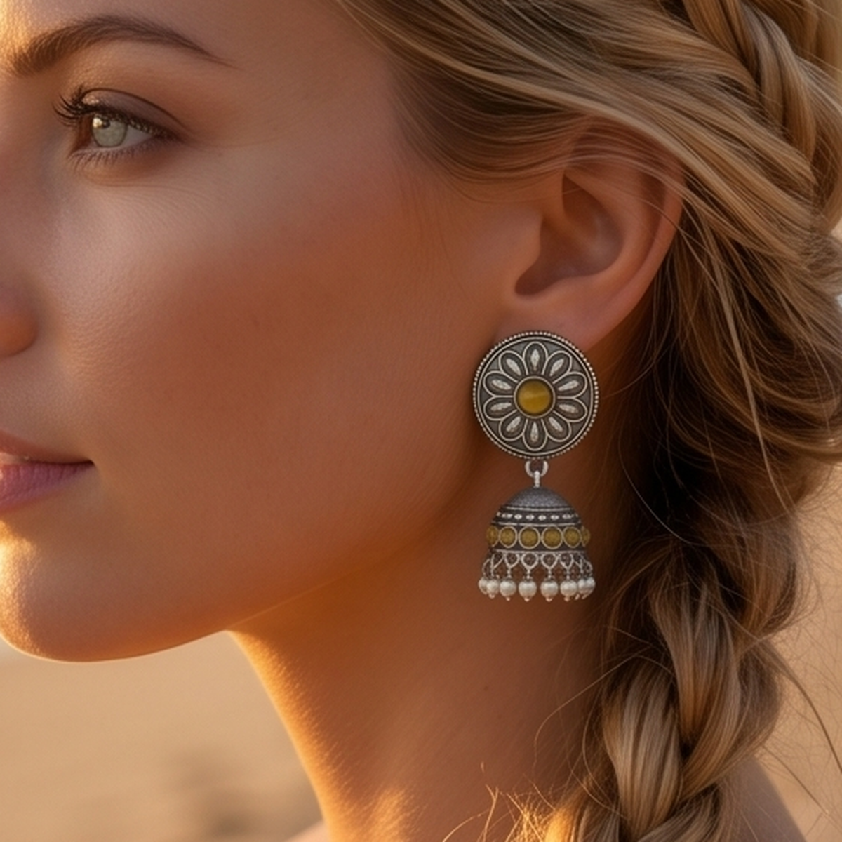 DIVYORO YELLOW FLORAL JHUMKA