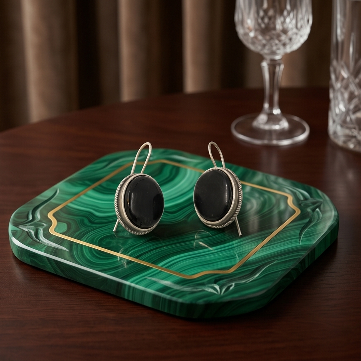DIVYORO BLACK OVAL DROPS