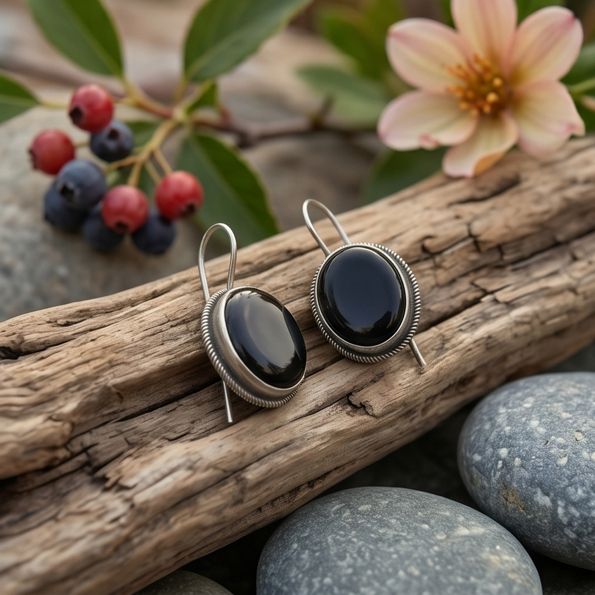 DIVYORO BLACK OVAL DROPS