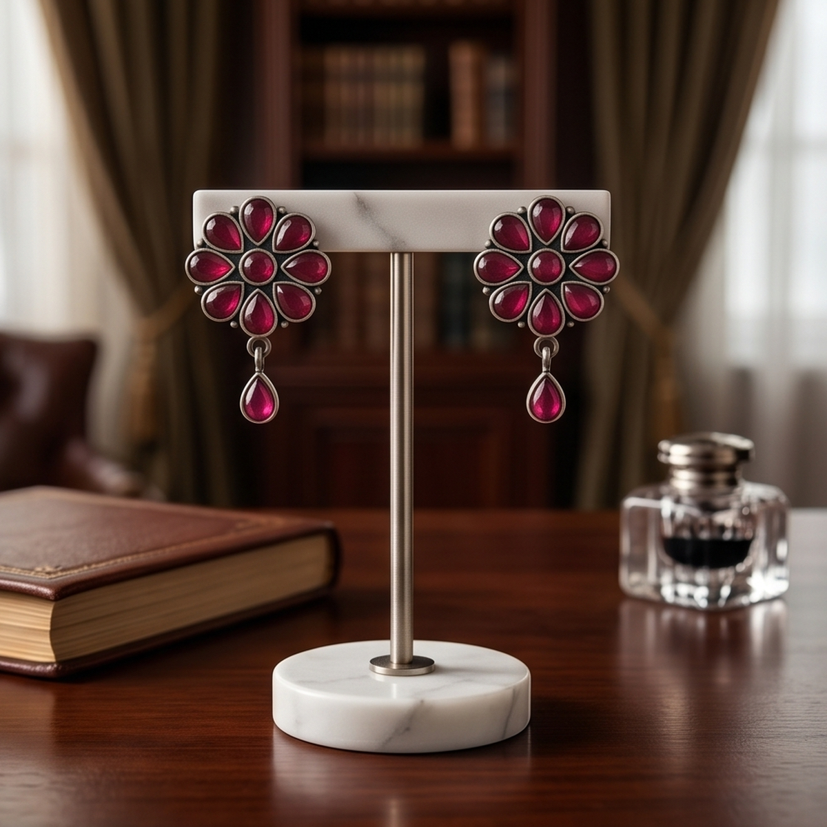 DIVYORO RUBY FLORAL DROPS