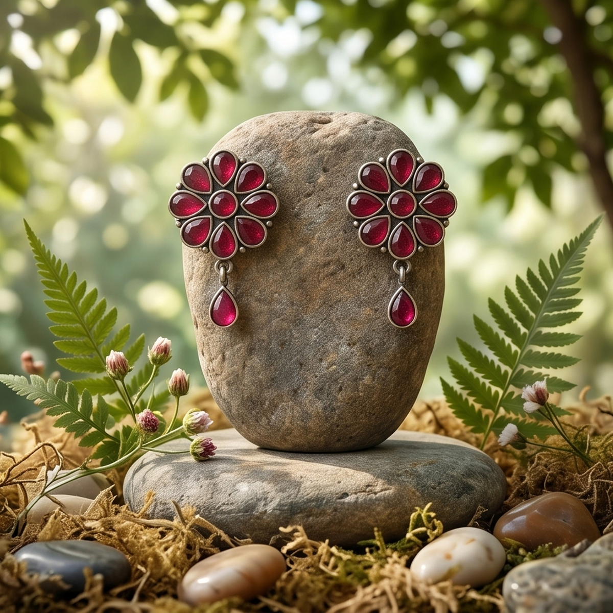 DIVYORO RUBY FLORAL DROPS
