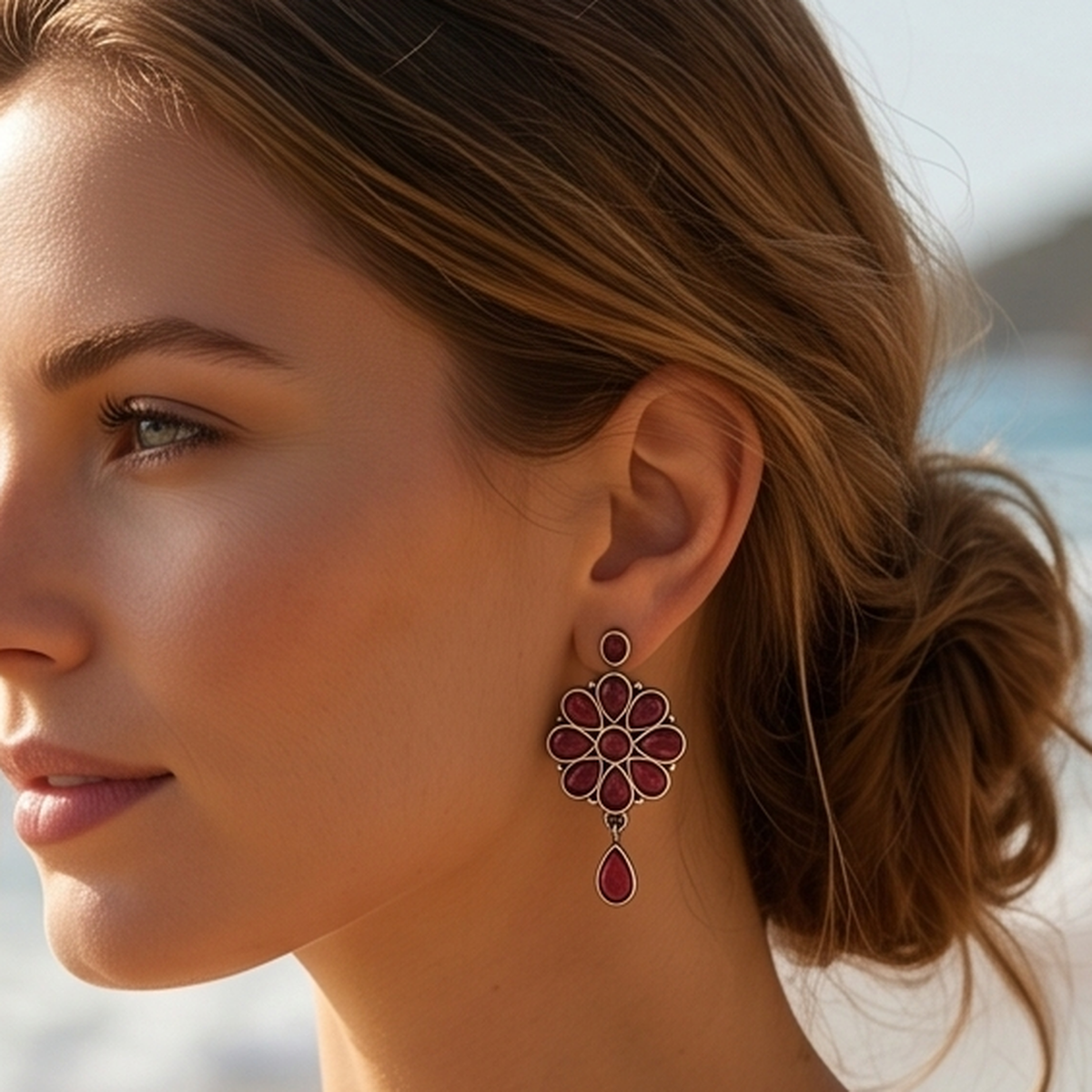DIVYORO RUBY FLORAL DROPS