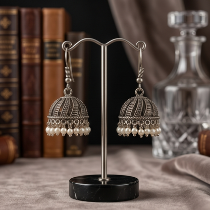 DIVYORO PEARL SILVER JHUMKA