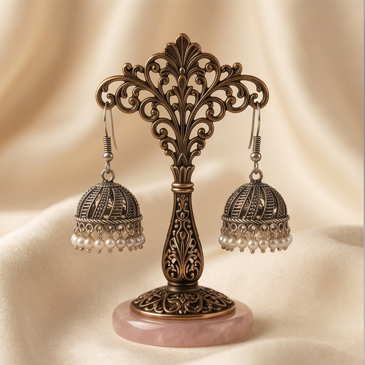 DIVYORO PEARL SILVER JHUMKA