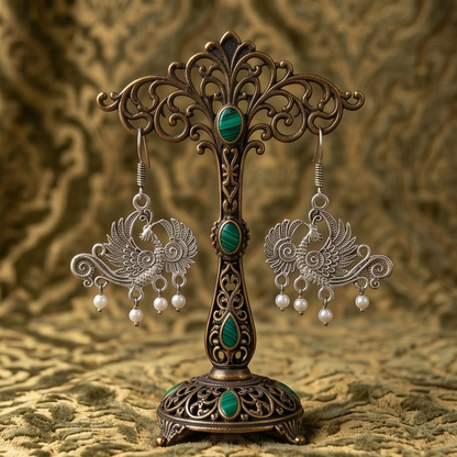 DIVYORO SILVER PEACOCK DROPS