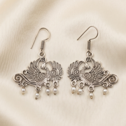 DIVYORO SILVER PEACOCK DROPS