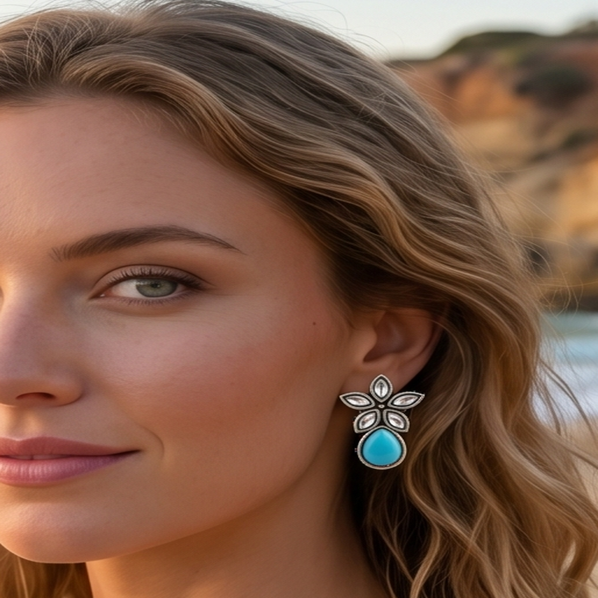 DIVYORO TURQUOISE FLORAL DROPS
