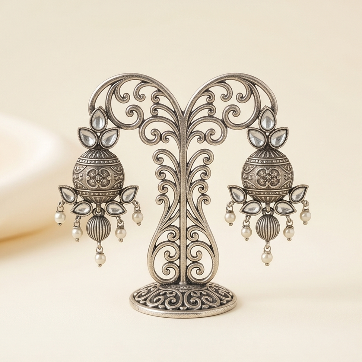 DIVYORO SILVER DOME JHUMKA