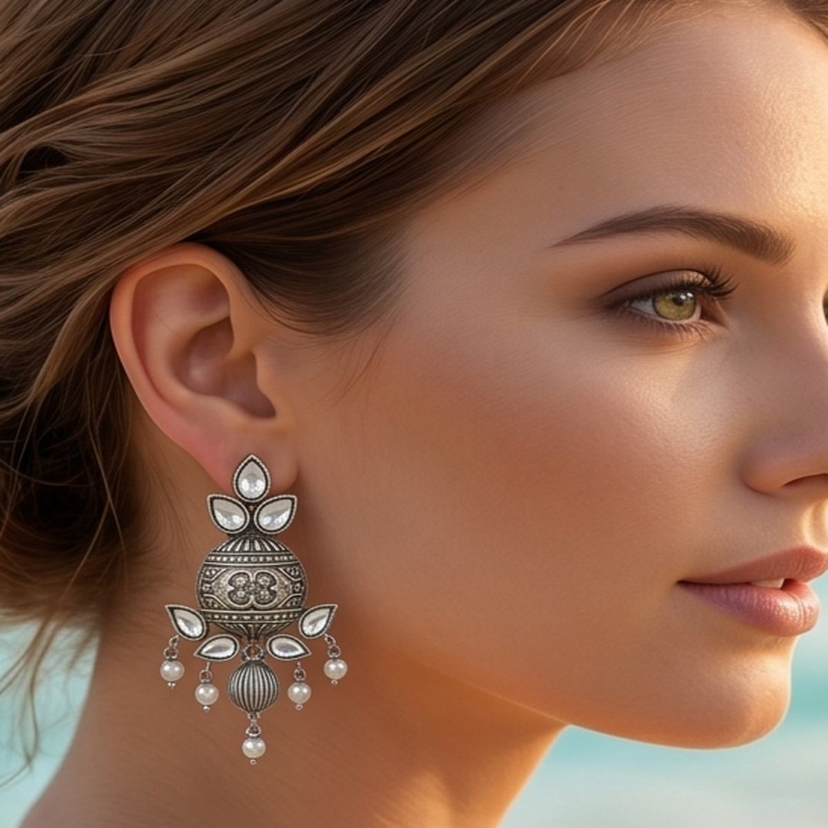 DIVYORO SILVER DOME JHUMKA