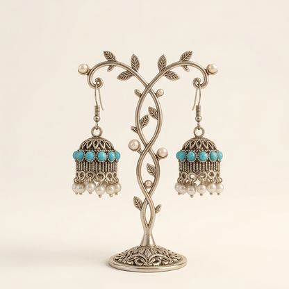 DIVYORO TURQUOISE PEARL JHUMKA