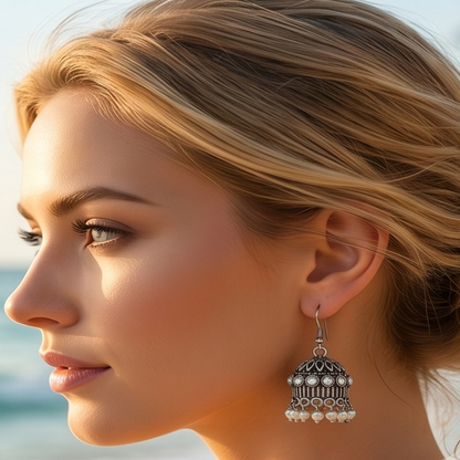 DIVYORO SILVER PEARL JHUMKA