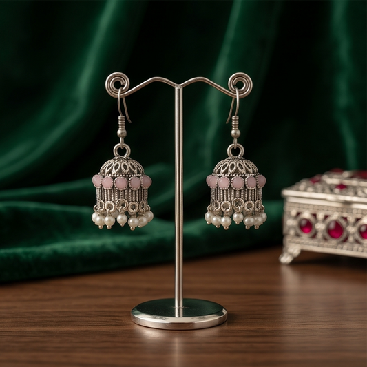 DIVYORO PINK BEADS JHUMKA
