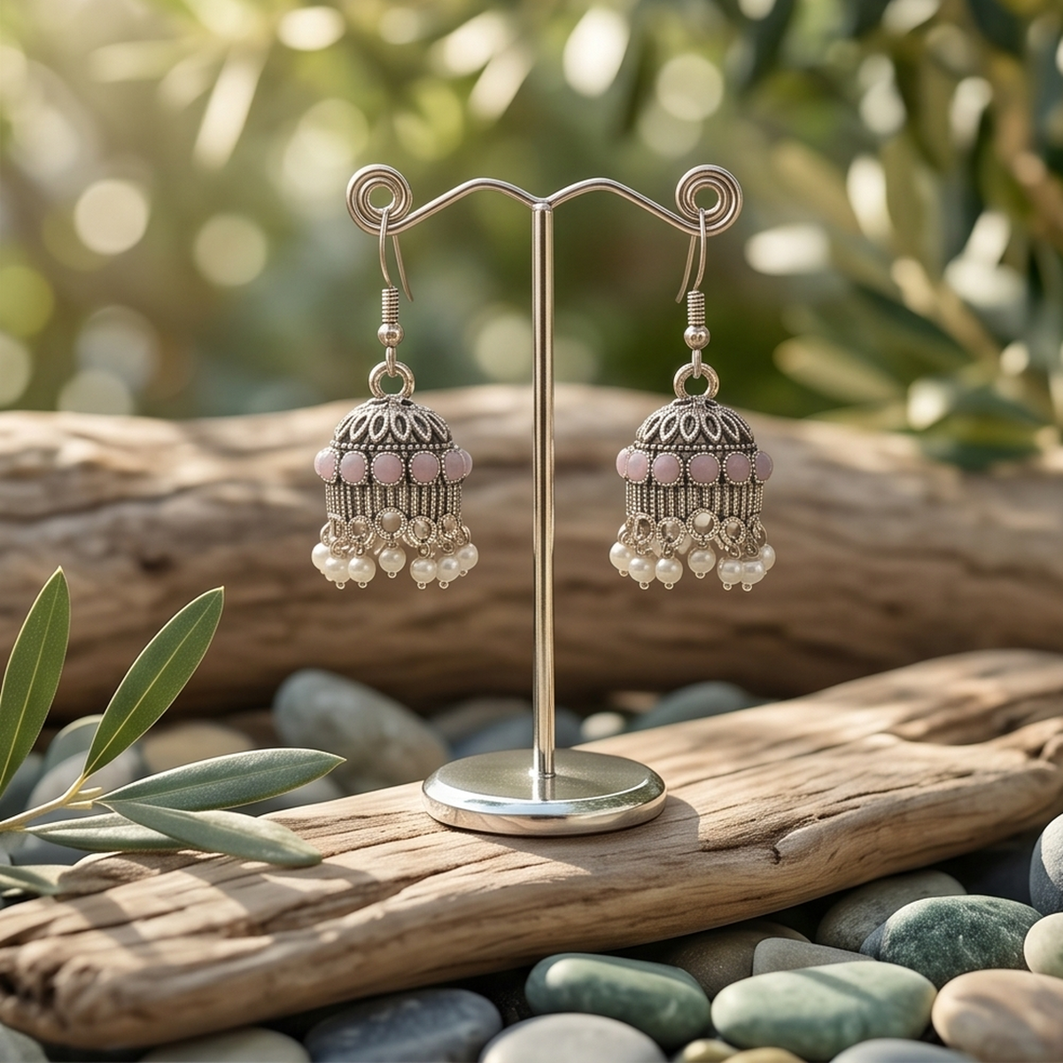 DIVYORO PINK BEADS JHUMKA