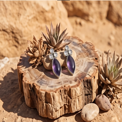 DIVYORO PURPLE STONE STUDS