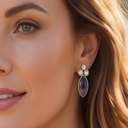 DIVYORO PURPLE STONE STUDS