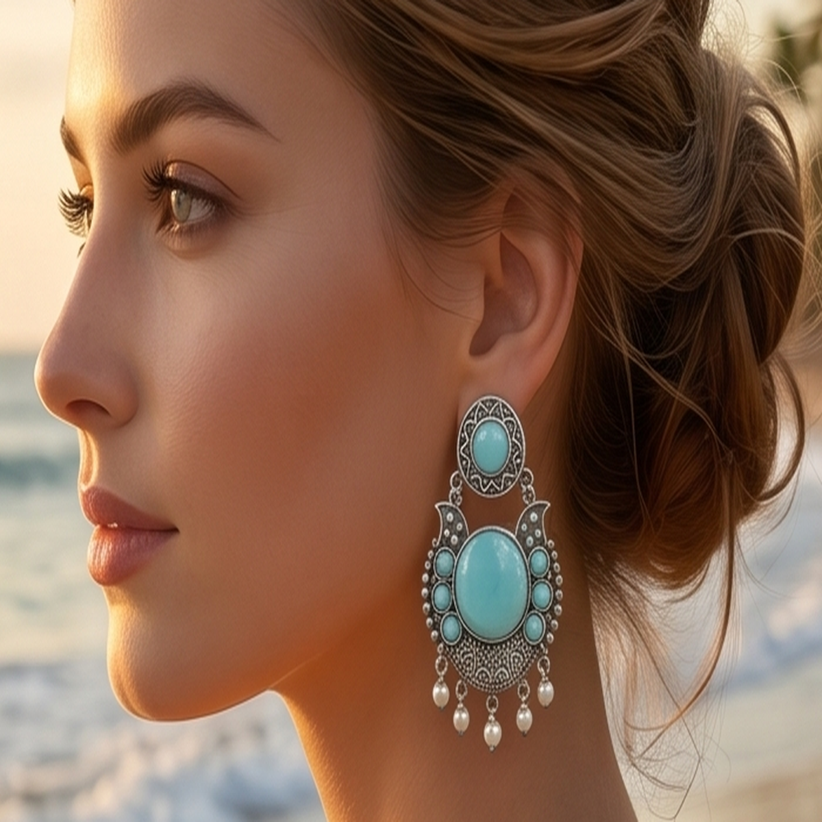 DIVYORO TURQUOISE STATEMENT CHANDELIERS