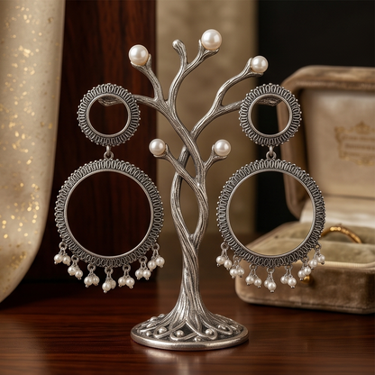 DIVYORO SILVER HOOP CHANDELIERS