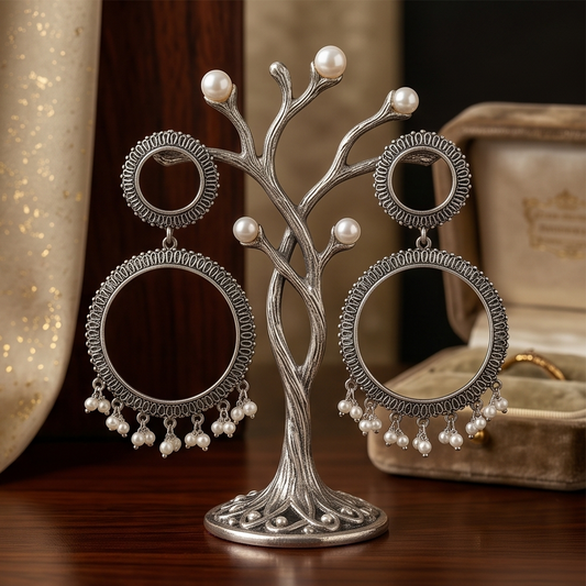 DIVYORO SILVER HOOP CHANDELIERS