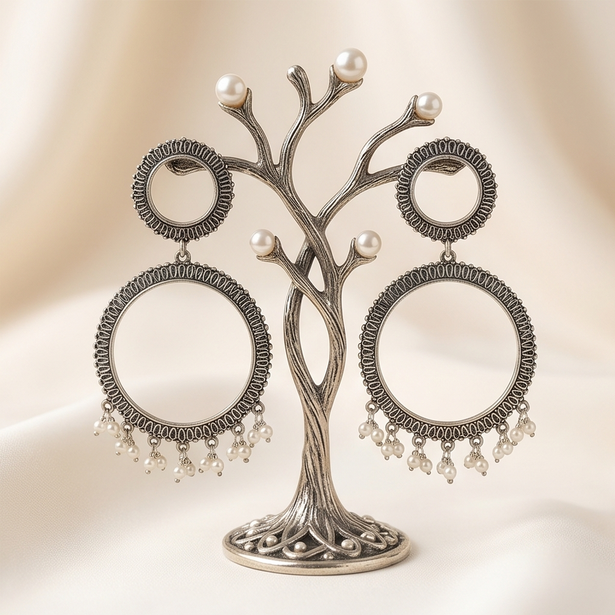 DIVYORO SILVER HOOP CHANDELIERS