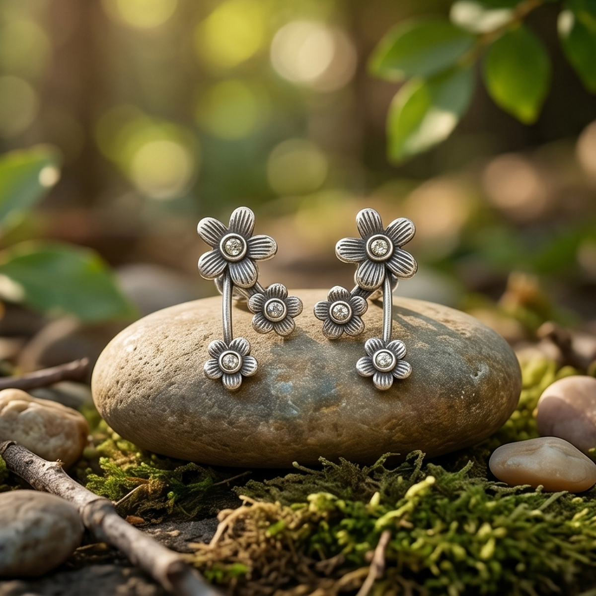 DIVYORO SILVER FLORAL STUDS