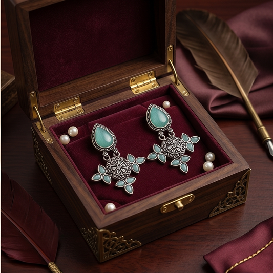DIVYORO TURQUOISE FLORAL DROPS