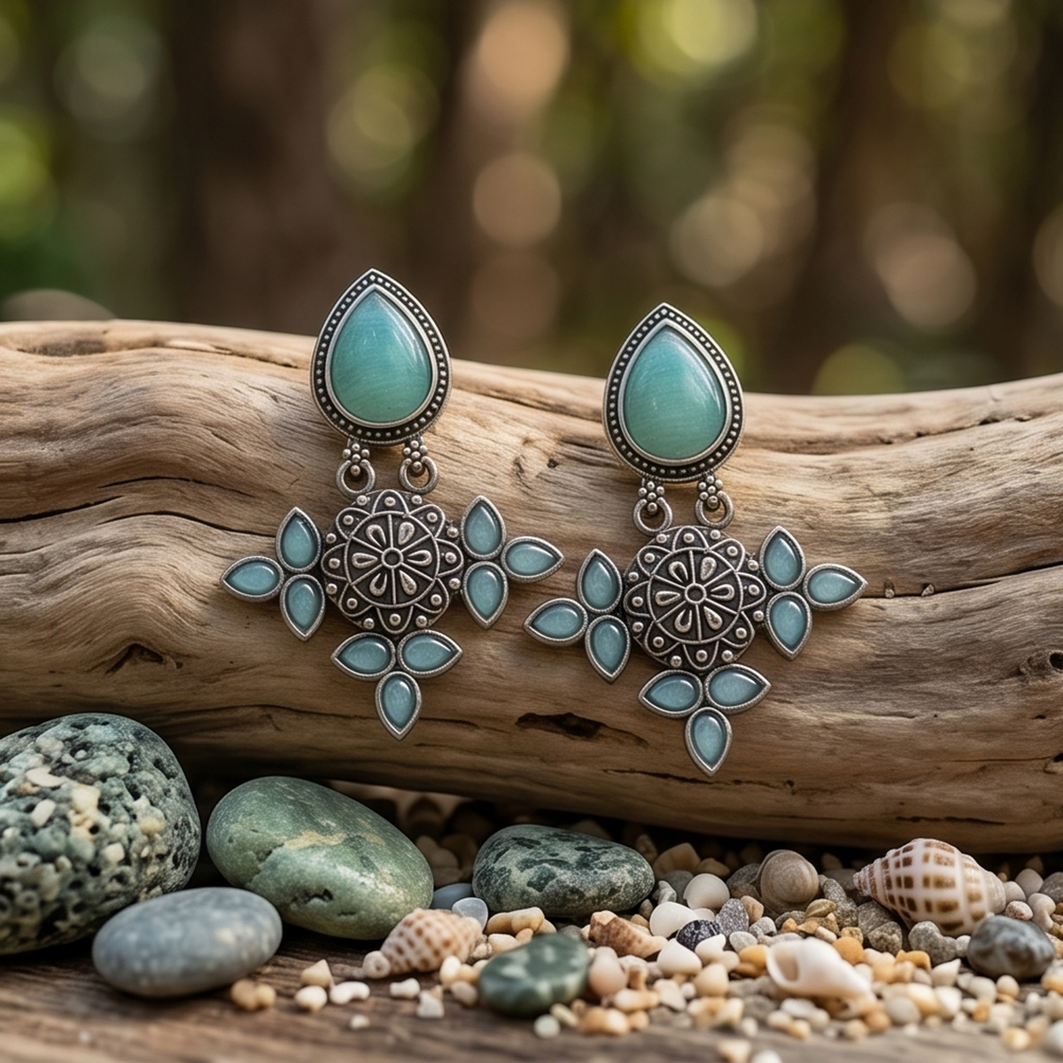 DIVYORO TURQUOISE FLORAL DROPS