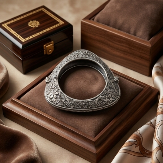 DIVYORO TRIANGULAR FLORAL SILVER KADA