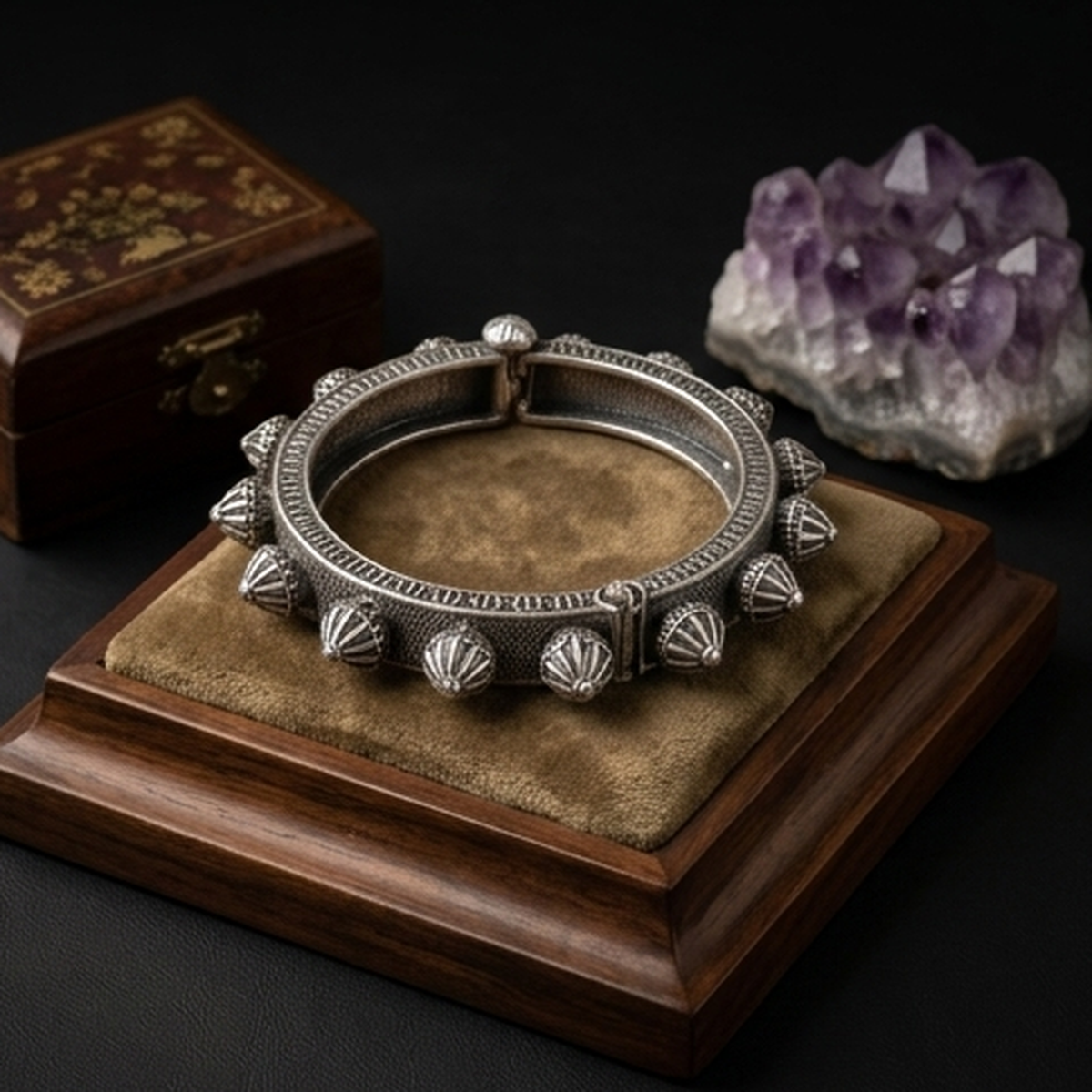 DIVYORO SPIKED ANTIQUE OXIDIZED KADA