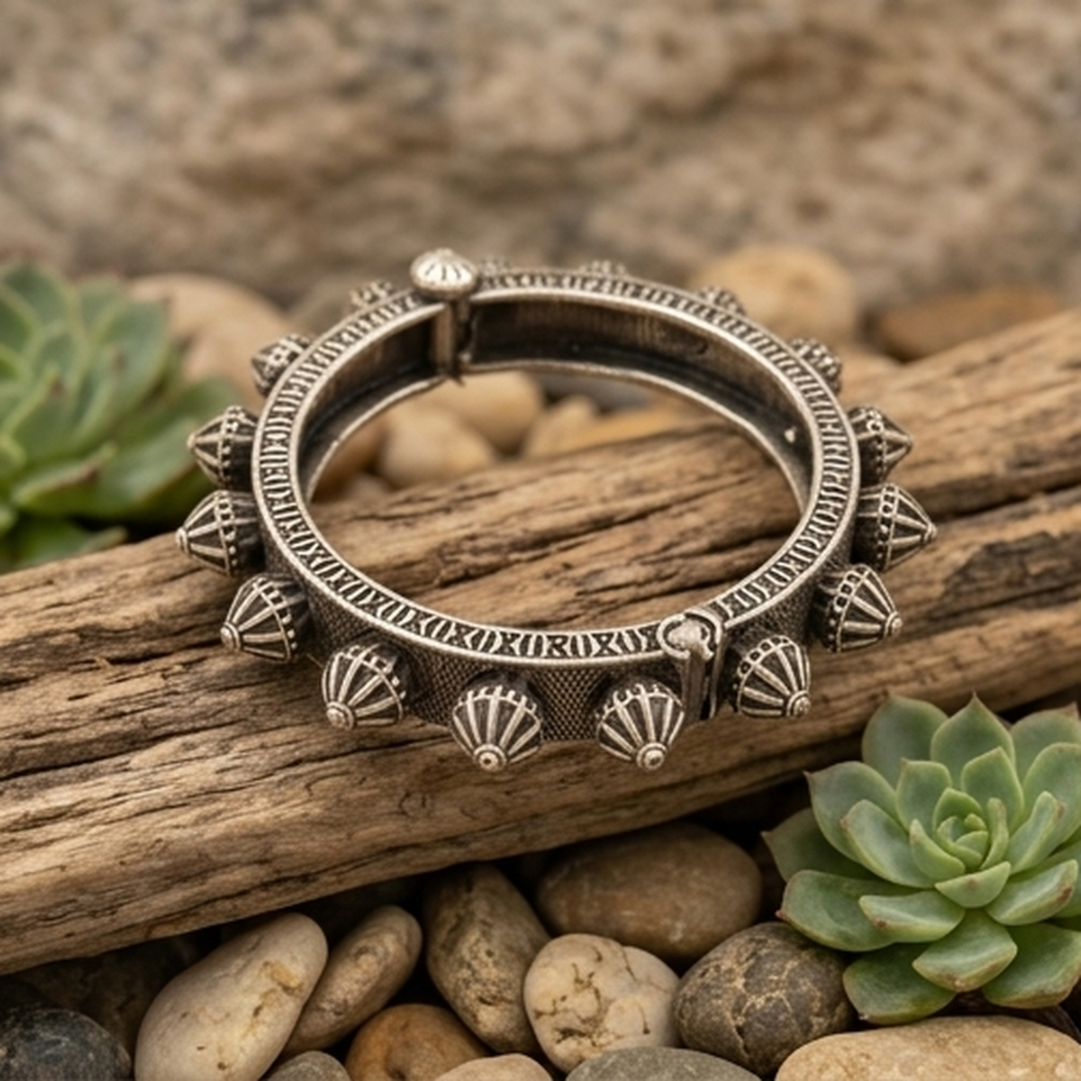 DIVYORO SPIKED ANTIQUE OXIDIZED KADA