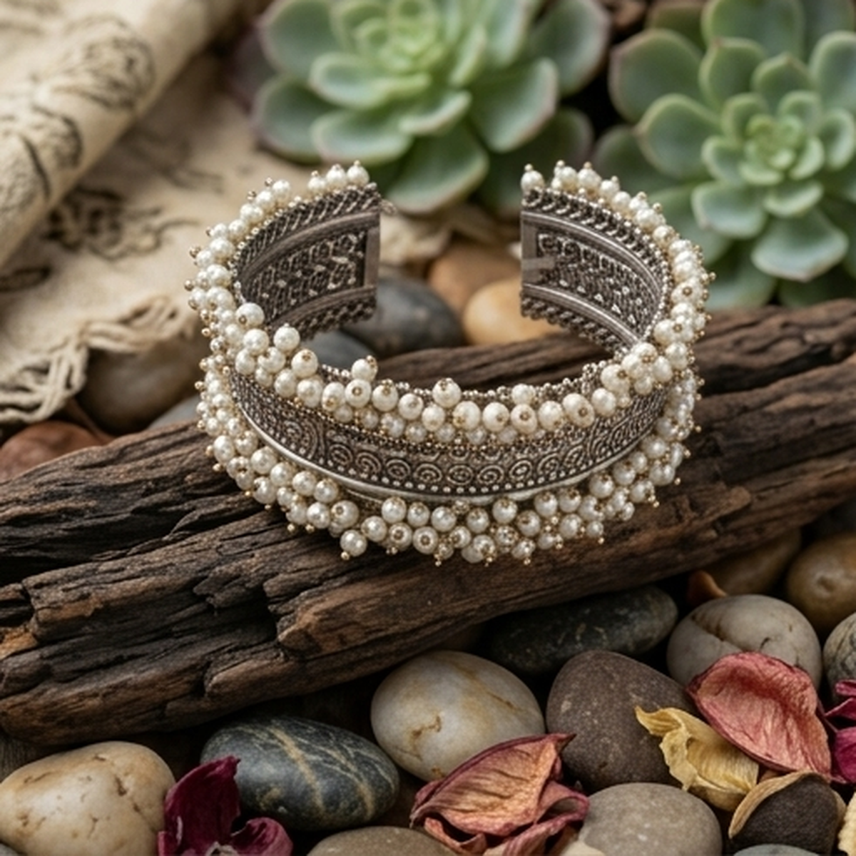 DIVYORO LAYERED PEARL CUFF KADA