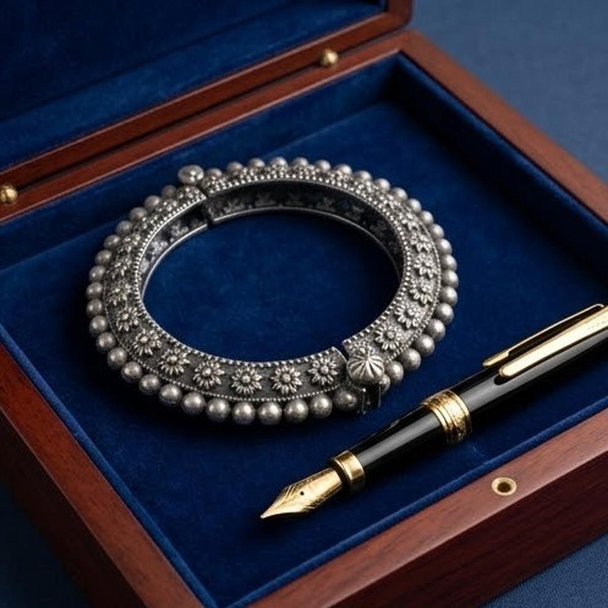DIVYORO OXIDIZED PEARL GHUNGROO KADA