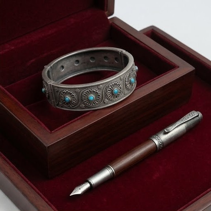 DIVYORO OXIDIZED SILVER-TONE KADA BRACELET FOR WOMEN