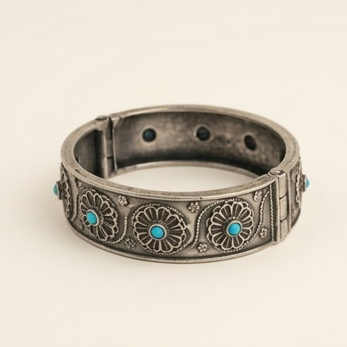 DIVYORO OXIDIZED SILVER-TONE KADA BRACELET FOR WOMEN