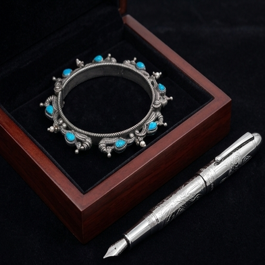 DIVYORO PEACOCK DESIGN AQUA STONE KADA