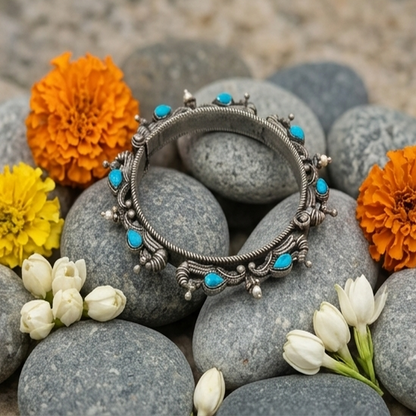 DIVYORO PEACOCK DESIGN AQUA STONE KADA