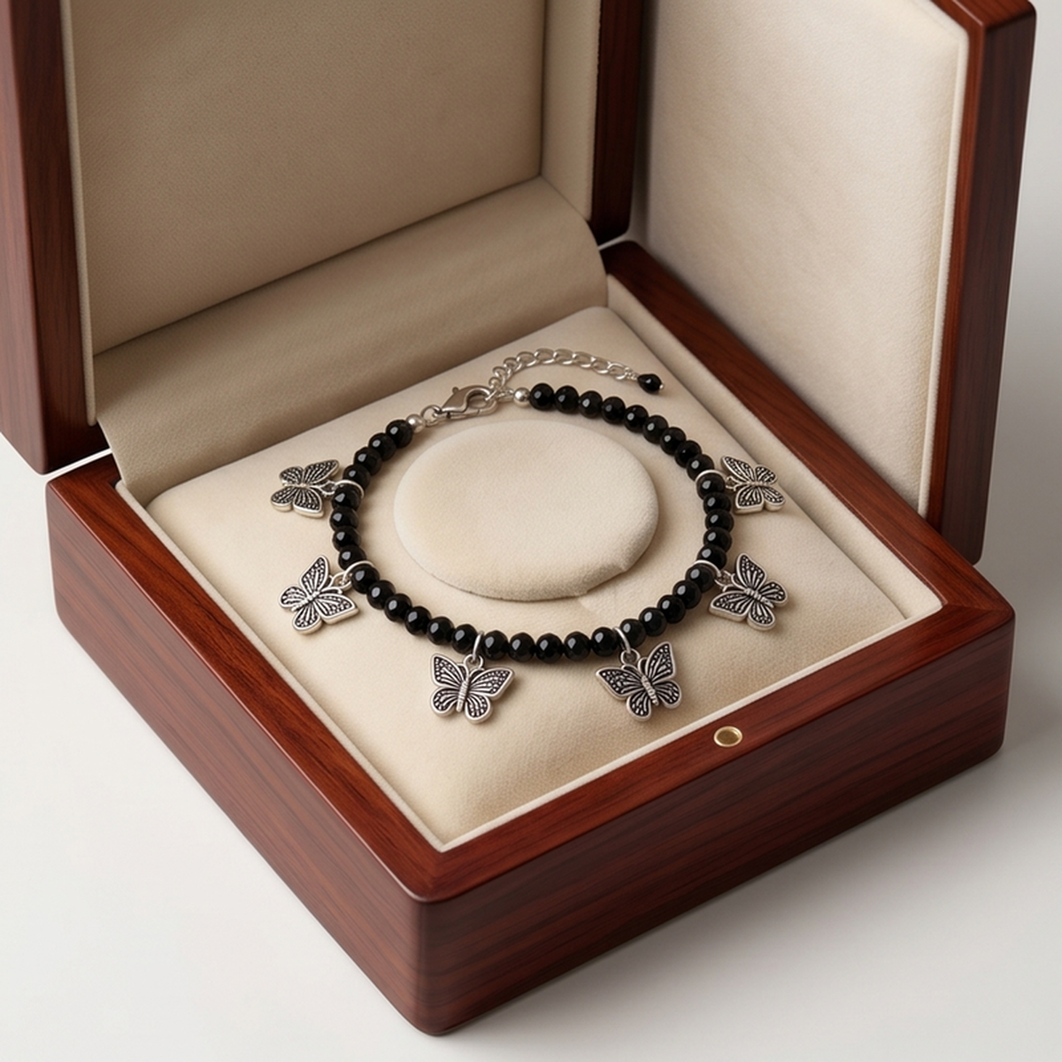 DIVYORO SILVER LOOK BUTTERFLY ANKLET SET