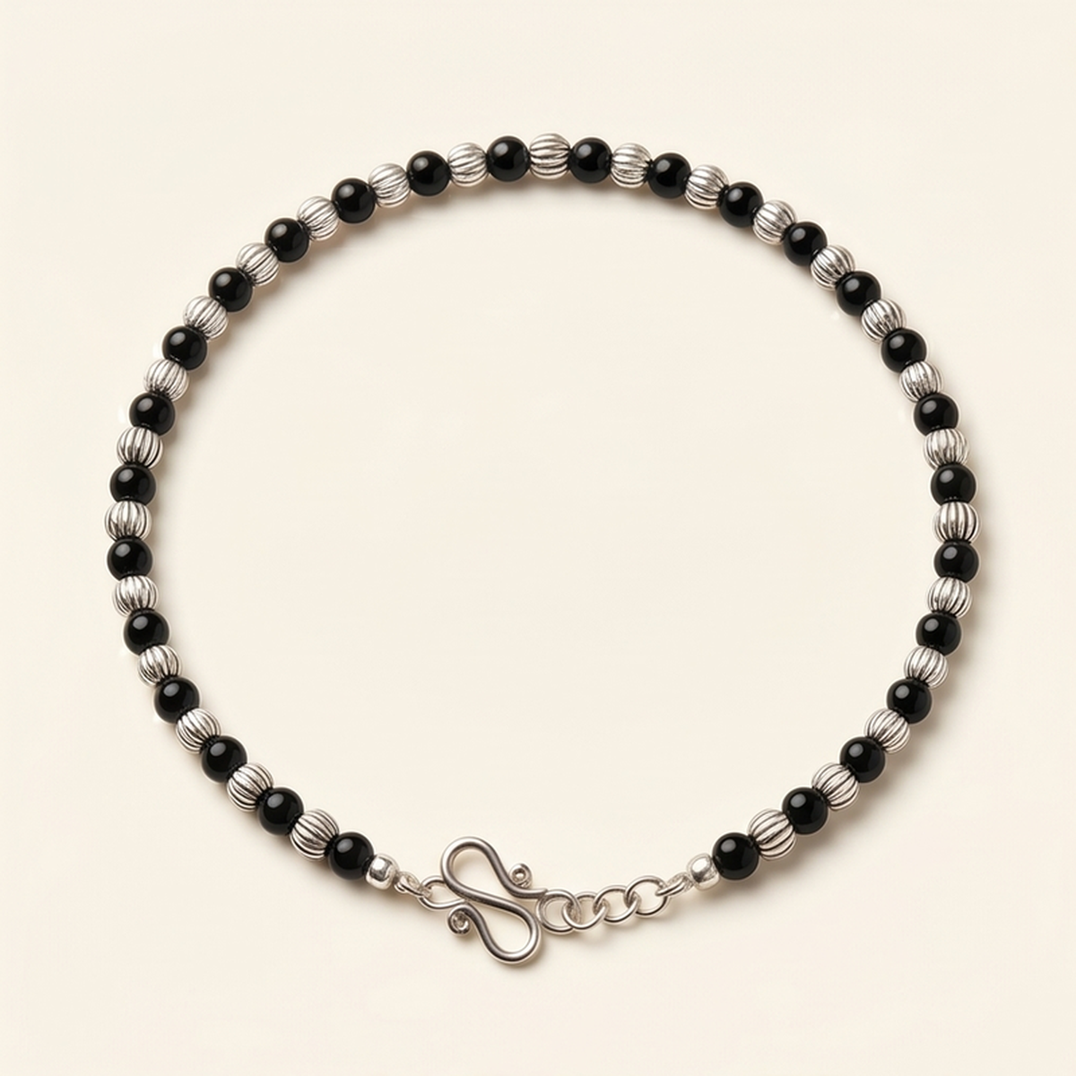 DIVYORO SILVER BEADED NAZARIYA ANKLET
