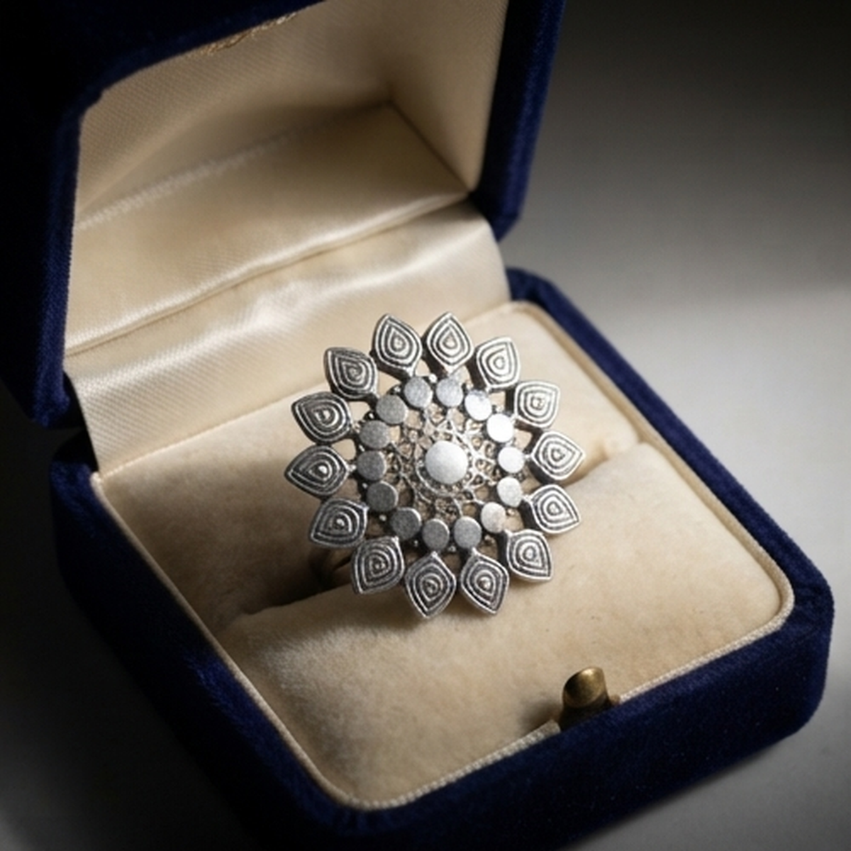 DIVYORO ANTIQUE FINISH ELABORATE CIRCULAR DESIGN STATEMENT RING