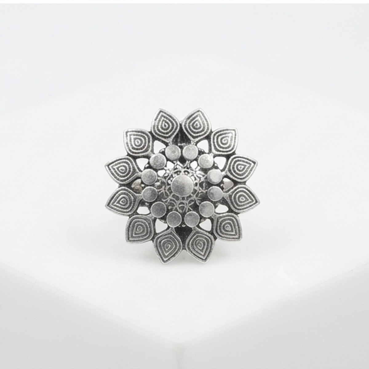 DIVYORO ANTIQUE FINISH ELABORATE CIRCULAR DESIGN STATEMENT RING