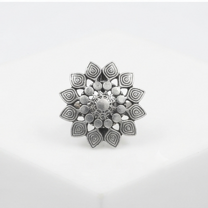 DIVYORO ANTIQUE FINISH ELABORATE CIRCULAR DESIGN STATEMENT RING