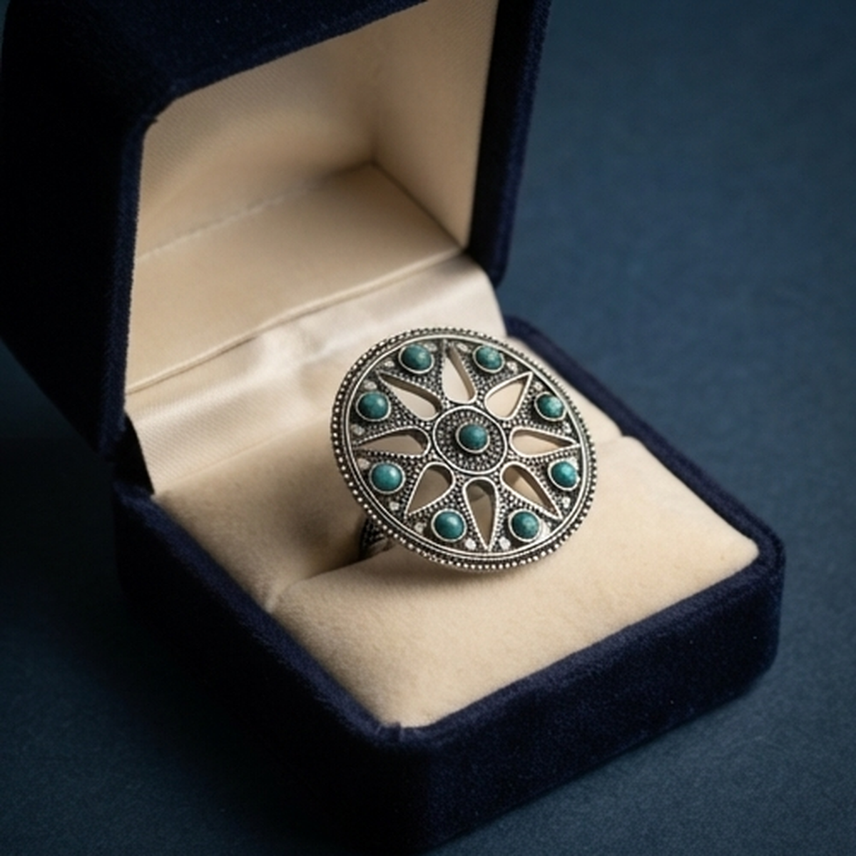 DIVYORO OXIDIZED MANDALA RING