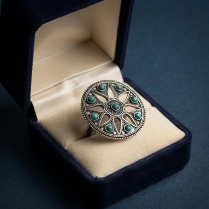 DIVYORO OXIDIZED MANDALA RING