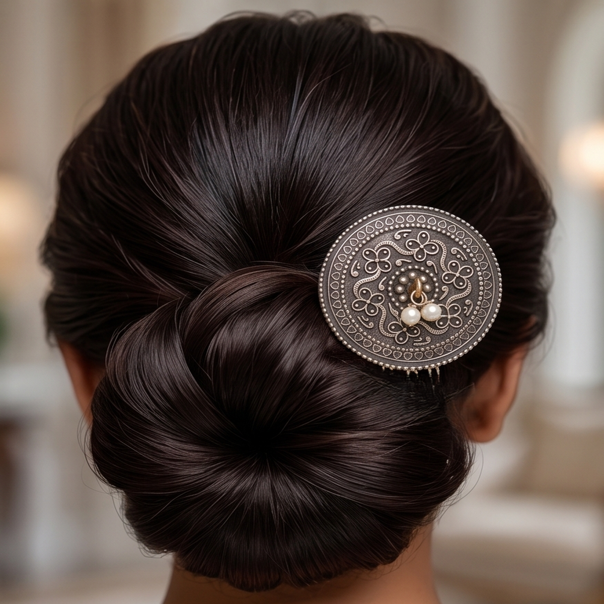DIVYORO OXIDIZED PEARL STATEMENT HAIR PIN