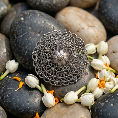 DIVYORO ANTIQUE MESH FILIGREE HAIR PIN