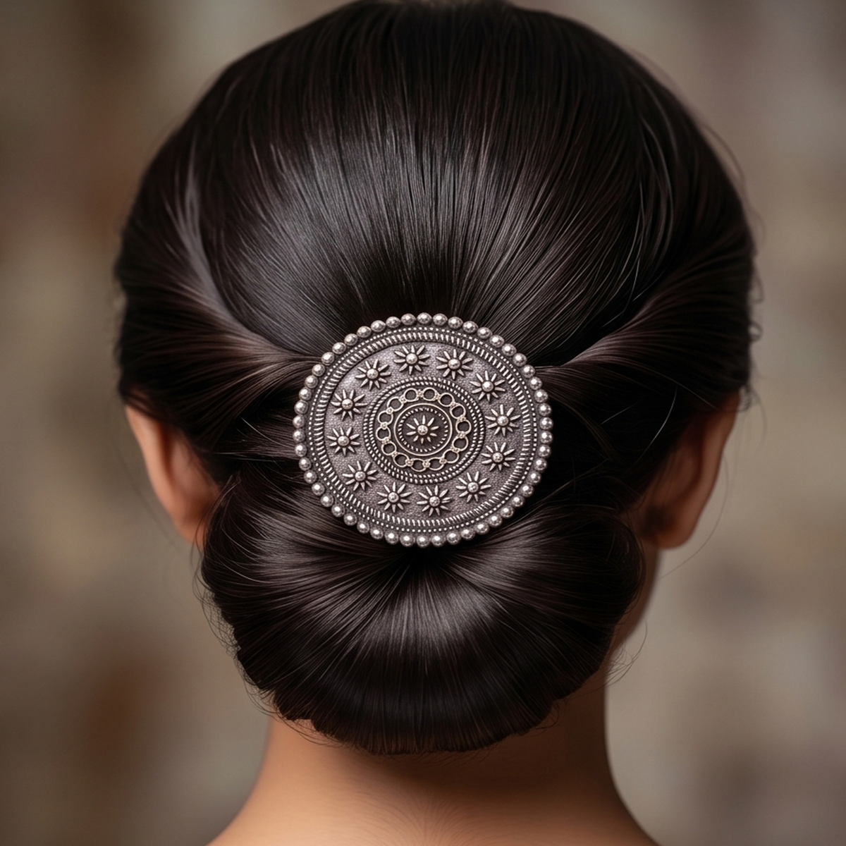 DIVYORO OXIDIZED SUNBURST MANDALA HAIR PIN