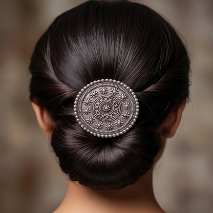 DIVYORO OXIDIZED SUNBURST MANDALA HAIR PIN
