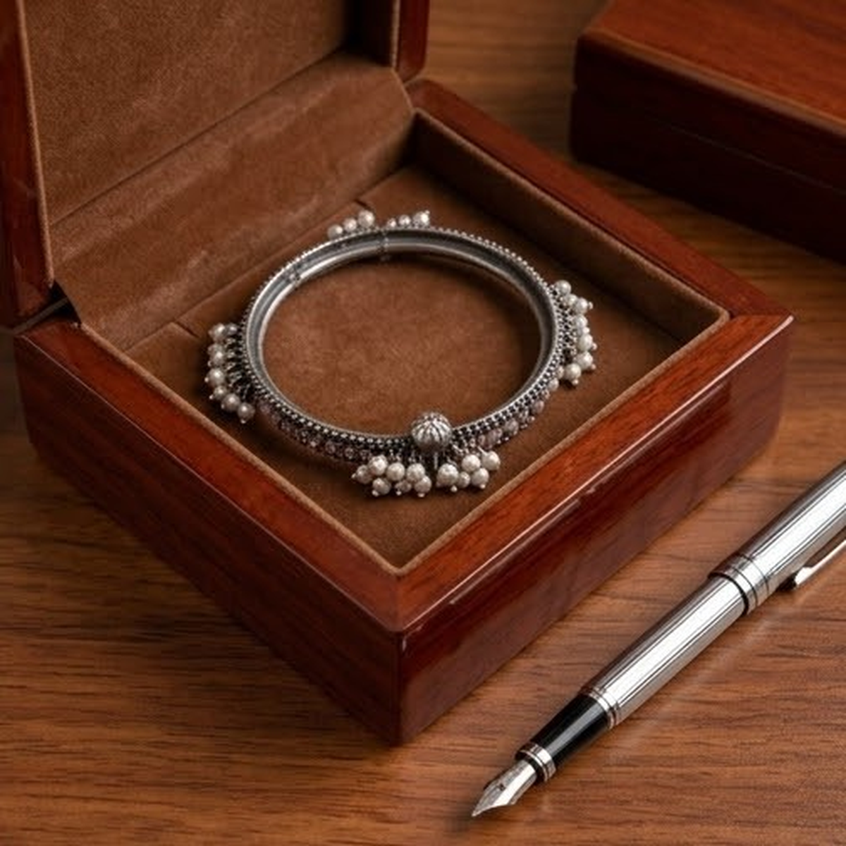 DIVYORO OXIDIZED PEARL GHUNGROO KADA