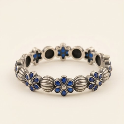 DIVYORO BLUE FLOWER OXIDIZED KADA