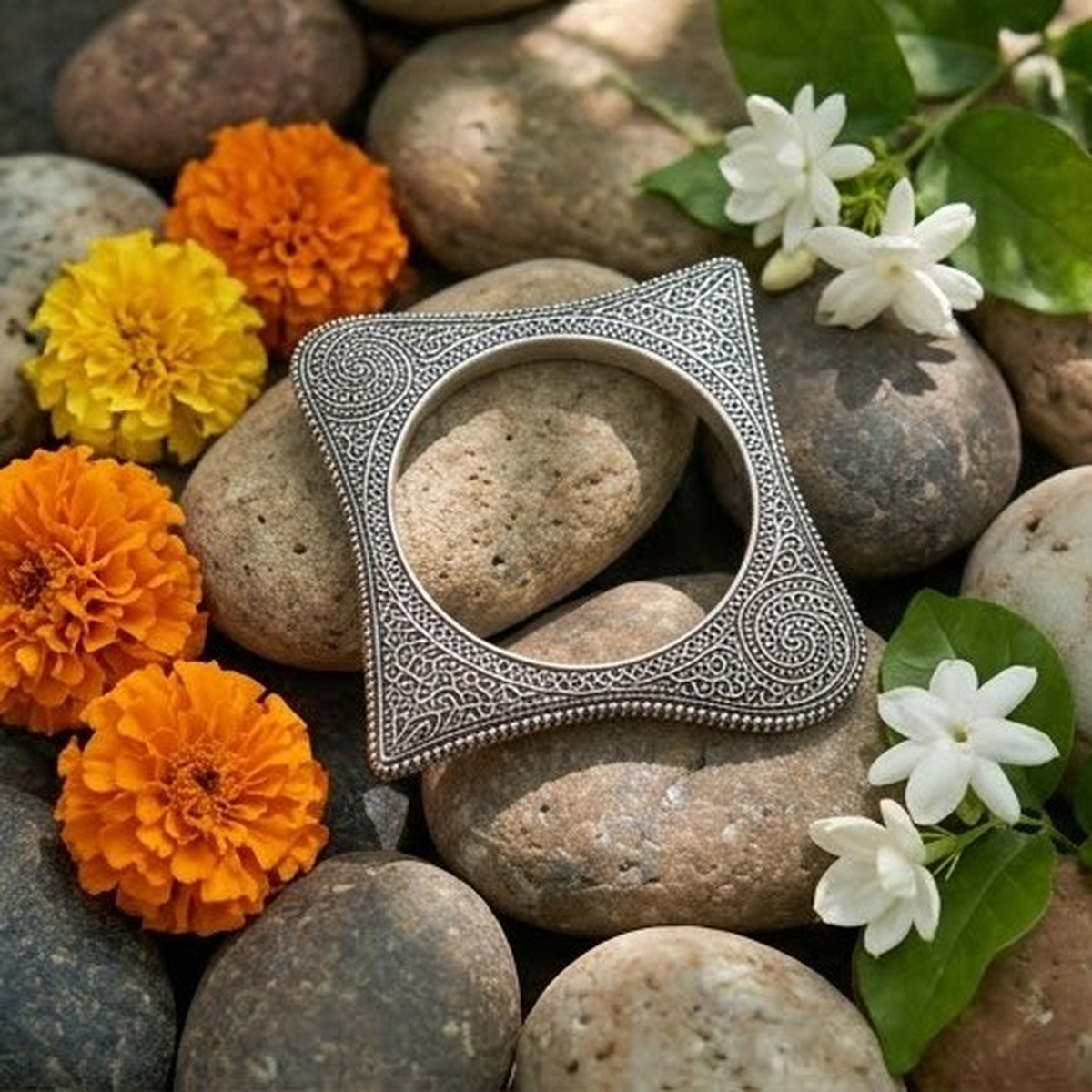 DIVYORO SQUARE FILIGREE TEXTURED KADA